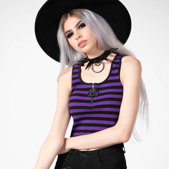 Killstar Cropped Vest (Purple) - Picture 2 of 3